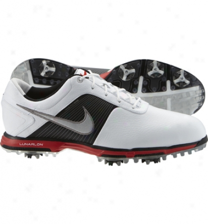 Nike Menx Lunar Control - White/ssilver/black/red Golf Shoes