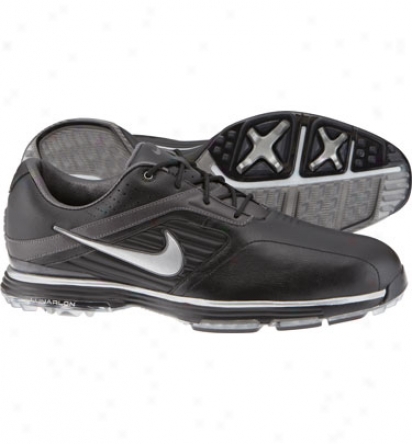 Nike Mens Lunar Obtain - Black/silver/mettallic Grey Golf Shoes