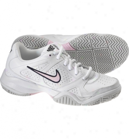 Nike Tennis Junior Girls City Court Vi Tennis Shoes (white/pink)