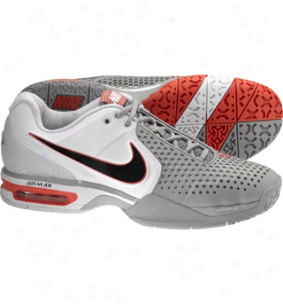 Nike Tennis Mens Air Max Courtballistec 3.3 Tennis Shoes (grey/black/crimson)