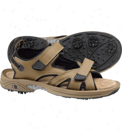 Oregon Mudders Mens Spiked Golf Sandals (camel/black)