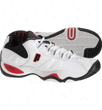 Prince Mens T-7 - White/black/red Tennis Shoes