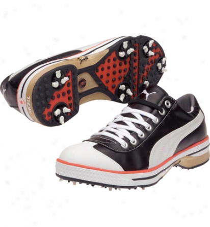 Puma Mens Club 917 - Black/white/cherry Tomatoe Golf Shoes