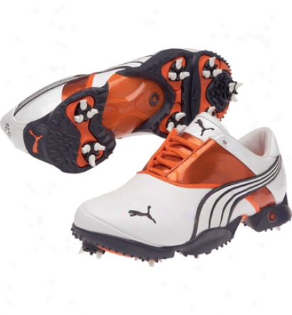 Puma Mens Jigg - White/puma Silver/vibrant Orange Golf Shoes