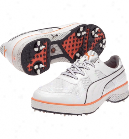 Puma Mens Popart 86 - White/black/vibrant Orange Golf Shoes