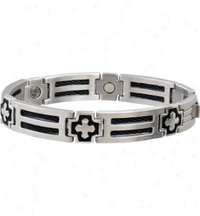 Sabona Mens Cross Cqble Stainless Magnetic Bracelet