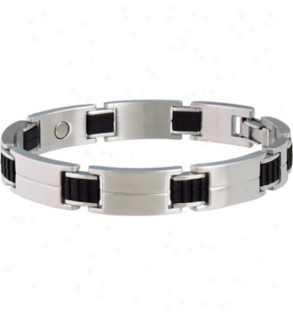 Sabona Mens Sport Stainless/rubber Magnetic Bracelet