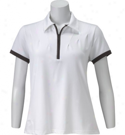 Tehama Wmens Short Sleeve 1/4 Zip Piped Polo