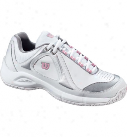 Wilon Tennis Closeout Womens Pro Staff Defender Tennis Shoes (white/silver/pink)