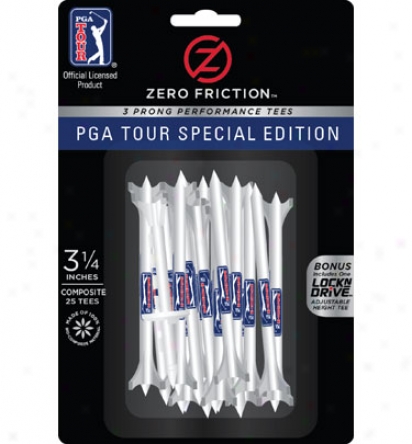 Zero Friction 3 1/4 White Pga Loyo Tee 25-pack